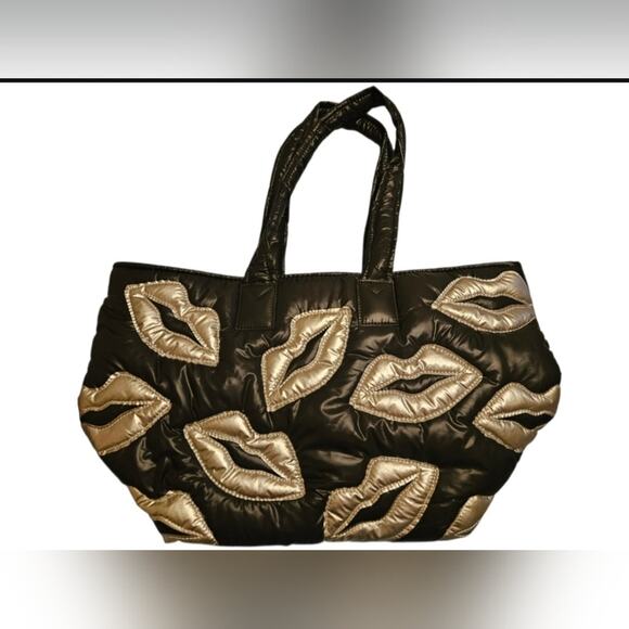 Wildfox Handbags - NWT Wildfox Black & Silver Quilted Tote Bag With Lips On It, Brand New, Not Used